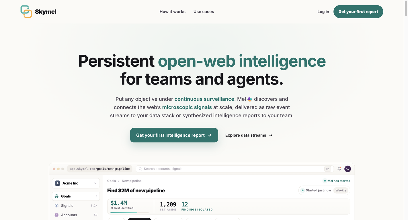 Mel by Skymel-  Persistent Open-Web intelligence Infra